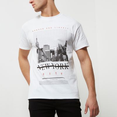 White New York print T-shirt